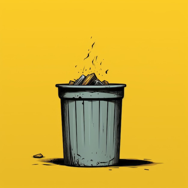 Foto flaming trash can uma ilustração minimalista com um toque de arte pop