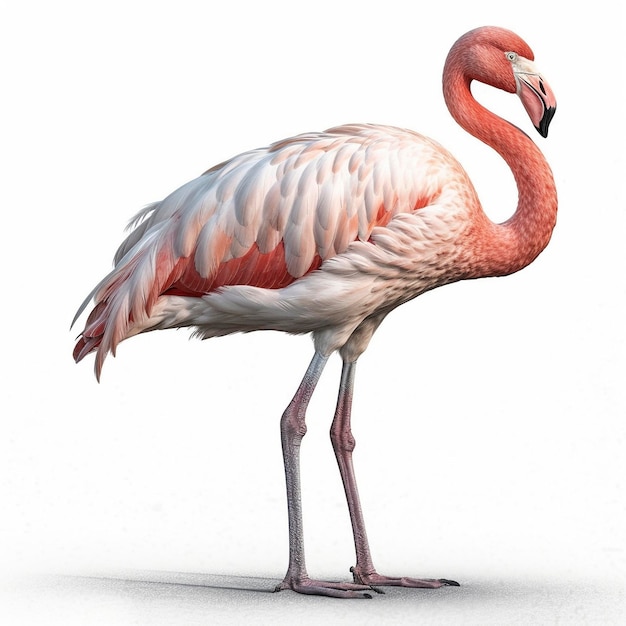 Flamingo aislado sobre fondo blanco IA generativa