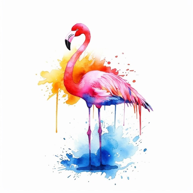 Flamingo Aquarellmalerei von Künstler und Illustrator generative ai