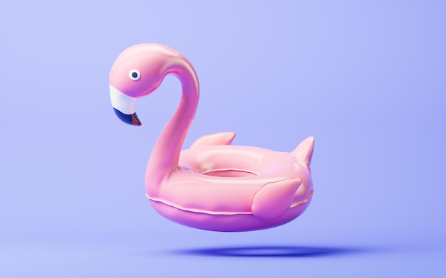 Flamingo-Ballon-Schwimmring mit 3D-Rendering im Cartoon-Stil