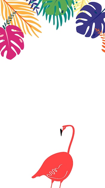 Flamingo botánico png borda de arte de clip elemento gráfico tropical en un fondo transparente