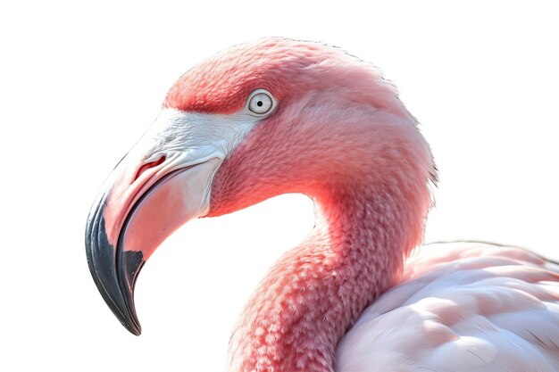 Flamingo CloseUp Transparente Ave aislada AI generativa