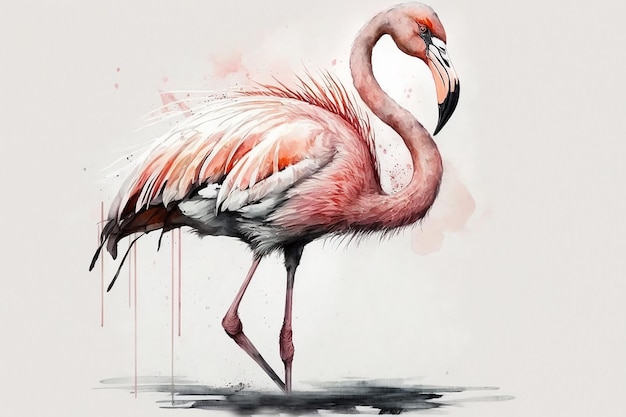 Flamingo em pé em uma perna