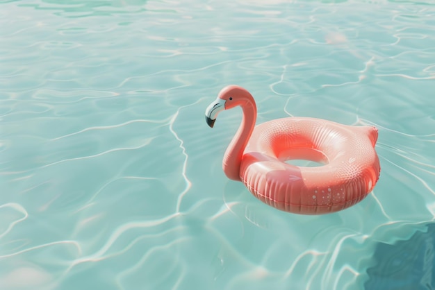 Flamingo flotando en la piscina