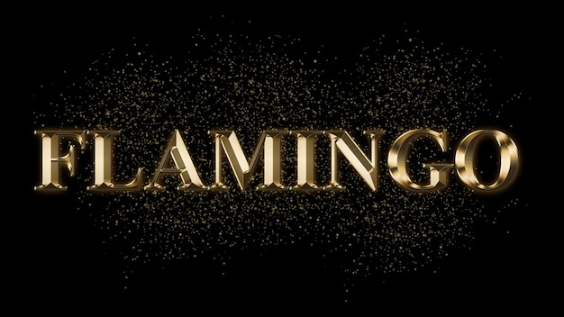 FLAMINGO Gold Text-Effekt Gold-Text mit Funken Gold-Beschichteter Text-Effekt Tiername