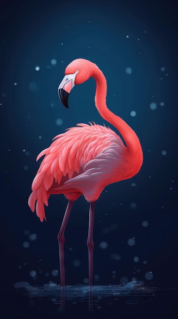 Flamingo-Illustration auf dunklem Hintergrund Generative KI