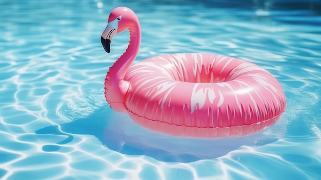 flamingo inflável no resort da piscina