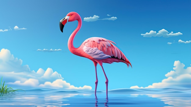 Flamingo isoliert auf blauem Hintergrund