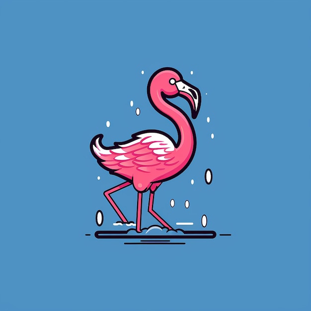 Flamingo jugando en el agua.