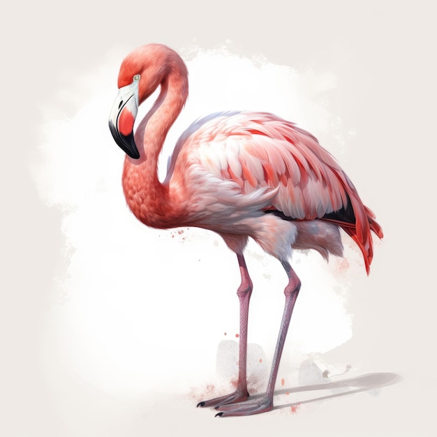 Flamingo marrom desenhado à mão sobre fundo branco