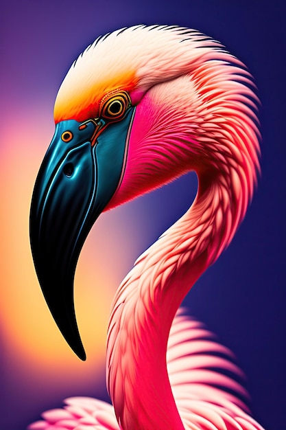 Flamingo Nahaufnahme Porträt Digitales Kunstwerk