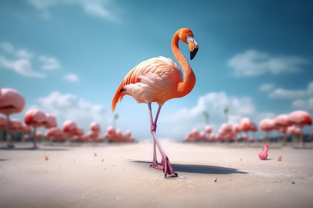 Flamingo en la playa con Ai Generated