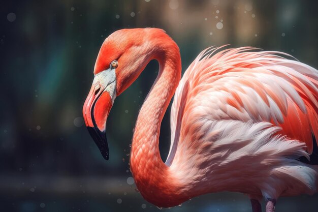 Flamingo rosa close-up gerado por IA