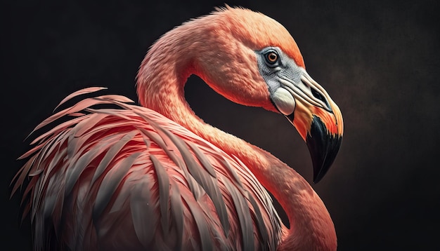 Flamingo rosa close-up retrato Generative AI