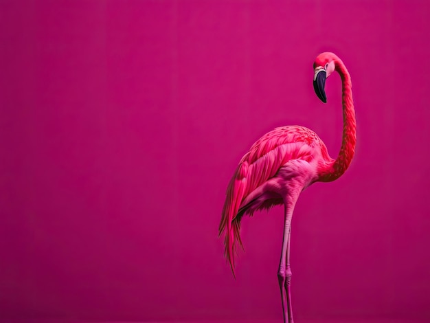 Flamingo rosa contra um fundo rosa ai generative