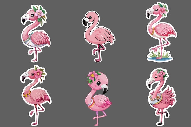 Flamingo rosado vectorial con un pico rosado y un flamenco rosado en la parte inferior