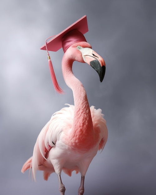 Flamingo en el sombrero de graduación IA generativa