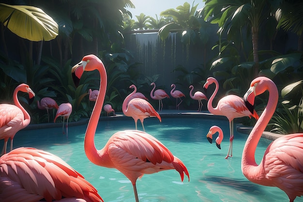 Foto flamingos cor-de-rosa ao sol