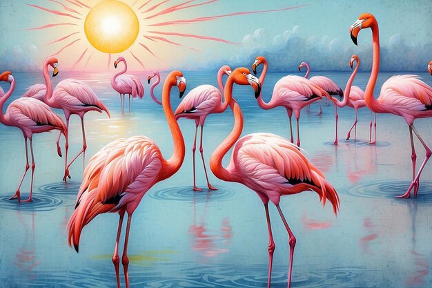 Foto flamingos cor-de-rosa ao sol