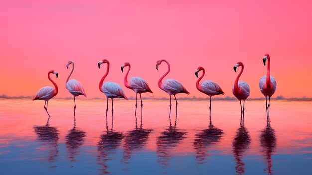 flamingos e cisnes