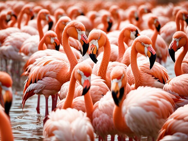 flamingos na margem do rio gerados por IA