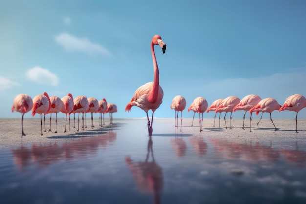 Flamingos no lago com Ai Generated