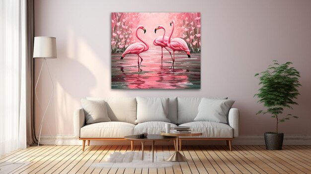 Flamingos und Schwäne