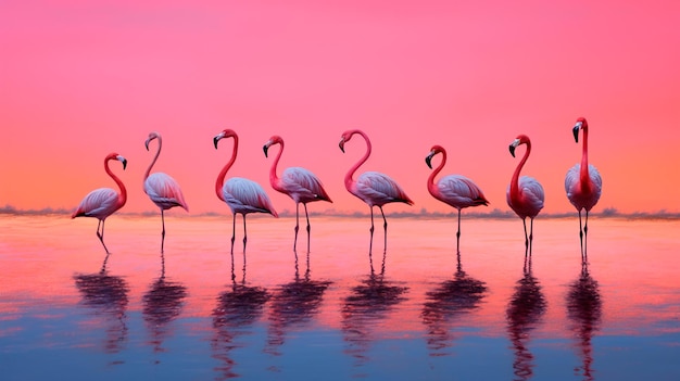 Flamingos und Schwäne