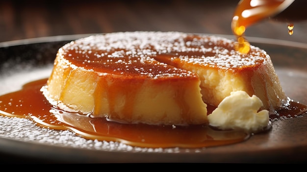 Flan Delicado Com Pó De Açúcar Em Pó