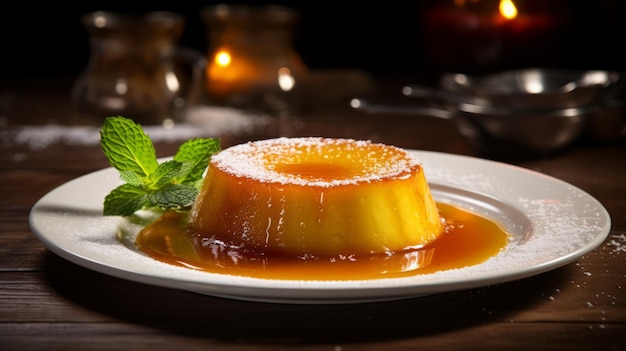 Flan delicioso com doçura caramelizada