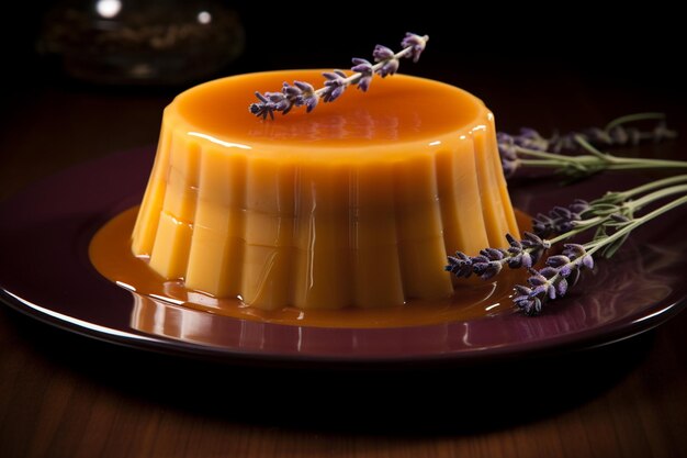 Flan delicioso con infusión de lavanda