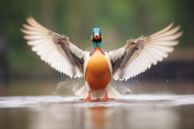 Flappernde Entenflügel beim Baden