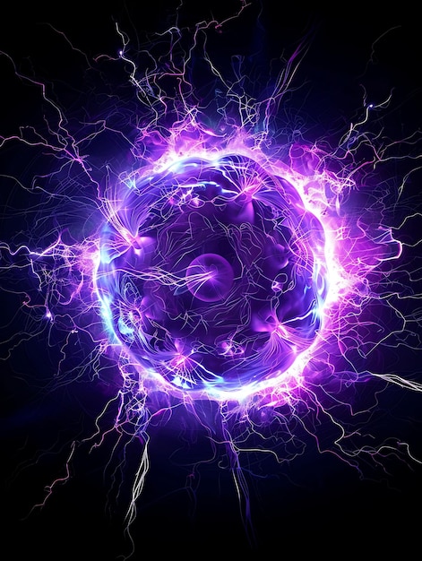 Flares de luz de plasma com flares ionizados e textura fluorescente de cor púrpura Y2K Collage Light Art