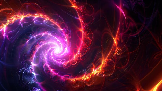 Flares de luz em espiral com flares giratórios e textura de cor brilhante hipnótica Y2K Collage Light Art