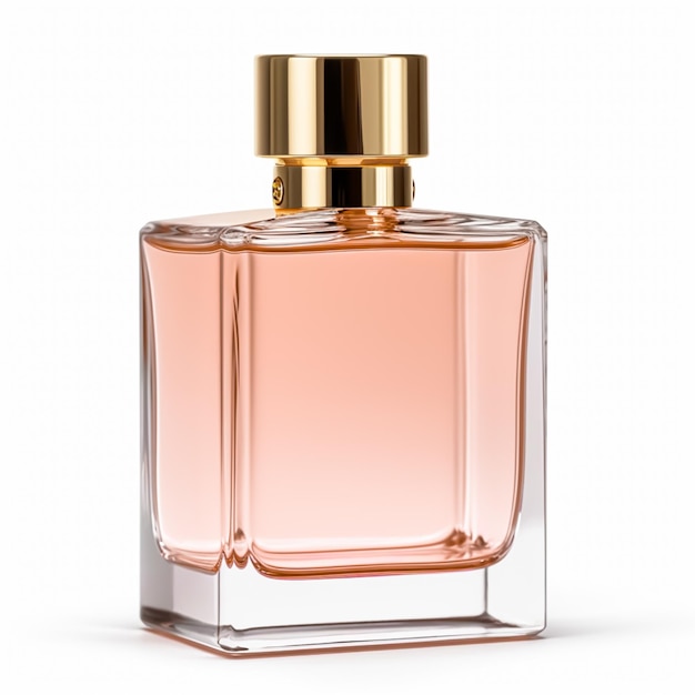 Flasca de perfume clássico feminino isolada em fundo branco fragrância elegante e luxuosa fragrância floral generativa ai