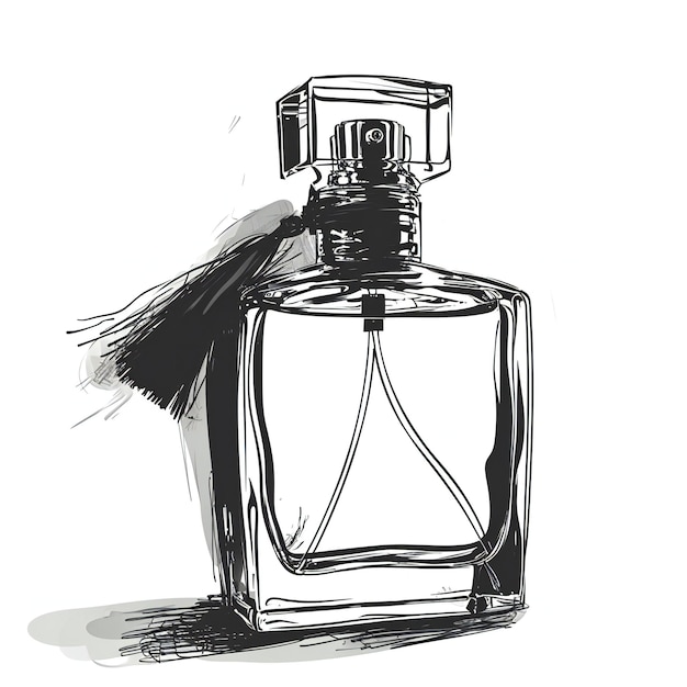 Foto flasca de perfume ilustração desenhada à mão de uma garrafa de perfume