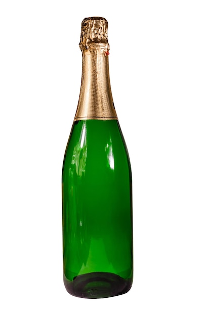 Flasche Champagner auf weißem Hintergrund