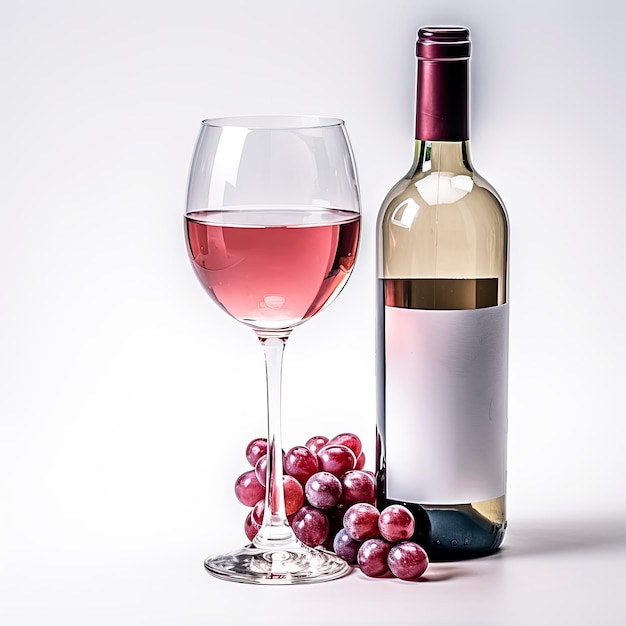 Flasche und Glas Rotwein mit Trauben