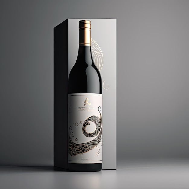 Flasche Wein-Mockup auf dunklem Hintergrund 3D-Illustration