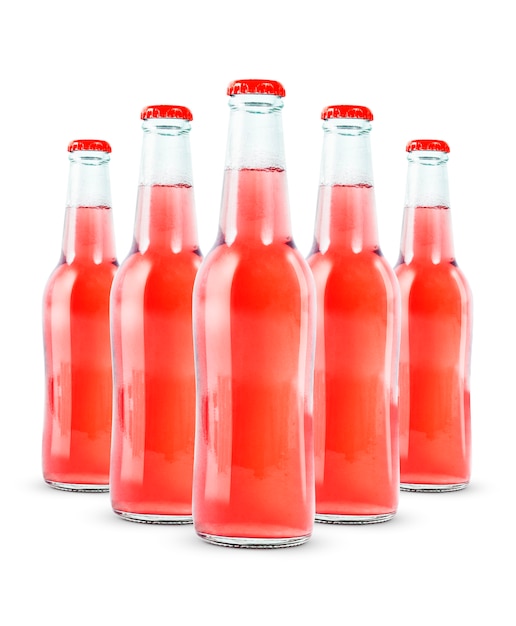 Foto flaschen alkoholfreies getränk getrennt auf weiß