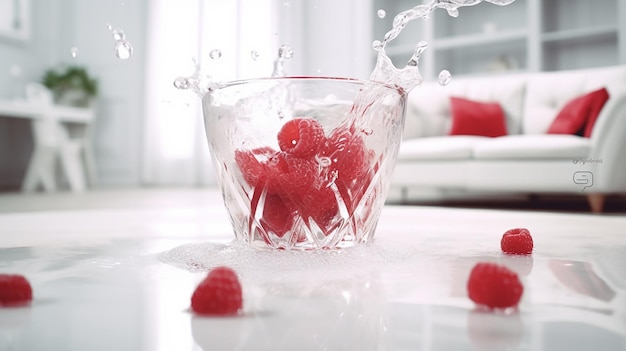 Flaschige Freude Raspberry in kohlensäurehaltigem Wasser