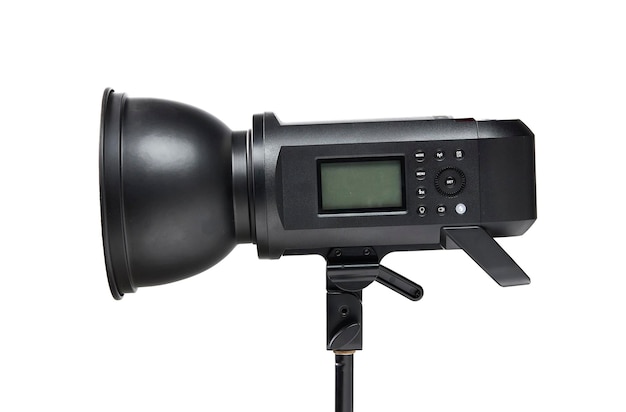flash de estudio para fotografía sobre fondo blanco aislado