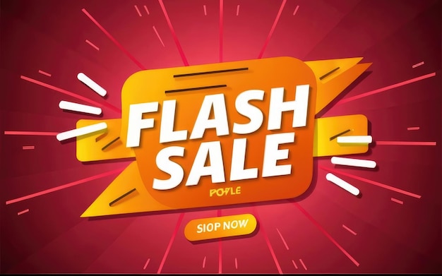 Foto flash-shopping-poster oder -banner mit flash-symbol und 3d-text auf orangefarbenem hintergrund flash-sales