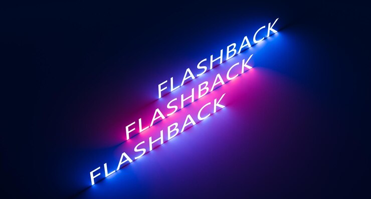 Foto flashback texto conceito neon abstrato papel de parede flashback renderização 3d