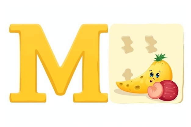 Flashcard del alfabeto con la letra M para macarrones