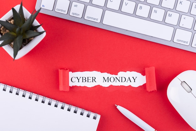 Foto flat lay cyber monday komposition