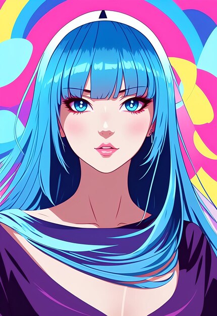 flat_vector_art_woman_beautiful_anime_style_woman