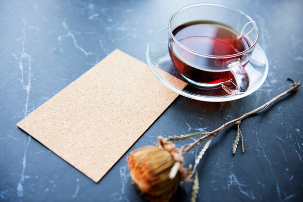 Foto flatlay cartões rose tea