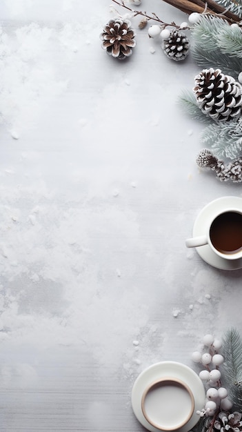 Foto flatlay de inverno vazio com no meio para exibição de produtos