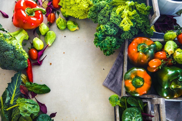 Flatlay de verduras frescas